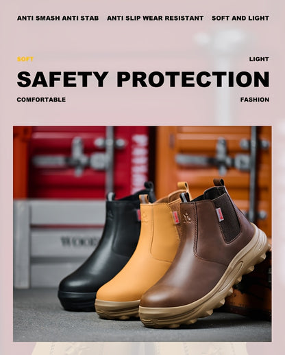 Men's Industrial Construction Protective Shoes, Men's Steel Toe Anti Stab, Durable, Anti Slip Work Boots, Lightweight And Durable Safety Shoes, Work Shoes, Work Boots for Men, Zapatos De Trabajo Para Hombre