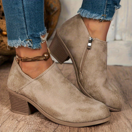Women's Pointed Toe Fashionable Versatile Ankle Boots with a Low Flat Heel, Women Shoes