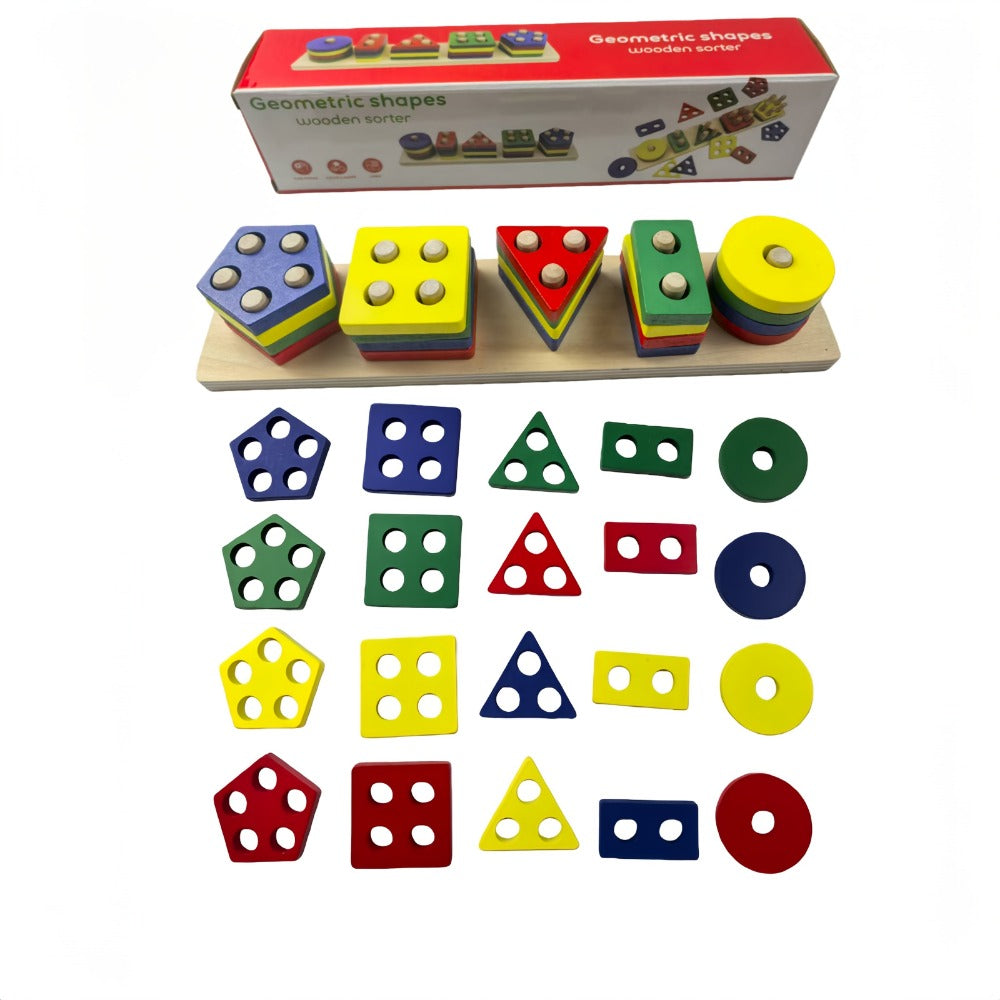 Geometric Building Blocks Toy - Colorful geometric pieces for stacking and shape play