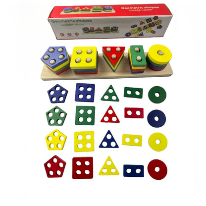 Geometric Building Blocks Toy - Colorful geometric pieces for stacking and shape play