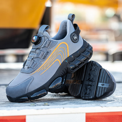 Safety Shoes, Tennis Shoes, Steel Toe Caps, Anti Smash And Anti Puncture, Breathable Mesh Surface, Air Cushioned Sole for Comfortable Wear Resistance, Rotating Button Design, Men's Safety Shoes, Women's Safety Shoes, Construction Site Work Shoes