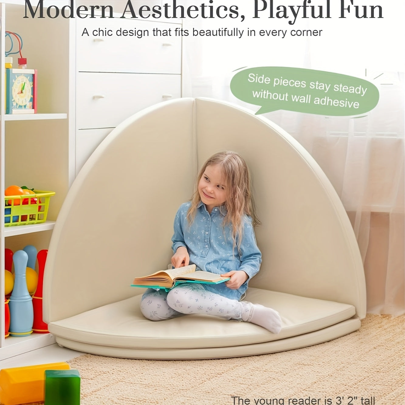 Four-Part Versatile Play Mat, Made of Modular Vegan Leather, Easy to Clean And Soft for Babies, Foldable Foam Mat Suitable for Various Settings Like Home, School, Or Nursery, Perfect for Reading Corners And Festive Occasions