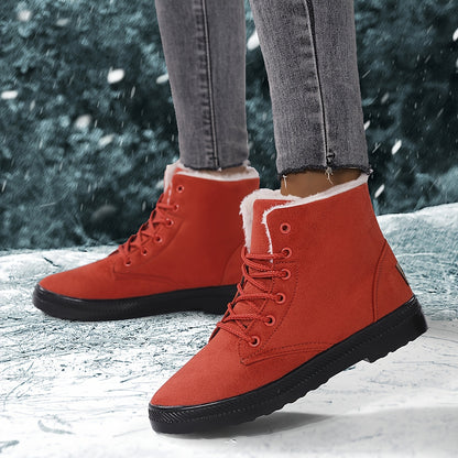 HDOXSE Winter Plush Snow Boots for Women 2025 New Casual Thick Sole Shoes Sports Thickened Warm Shoes