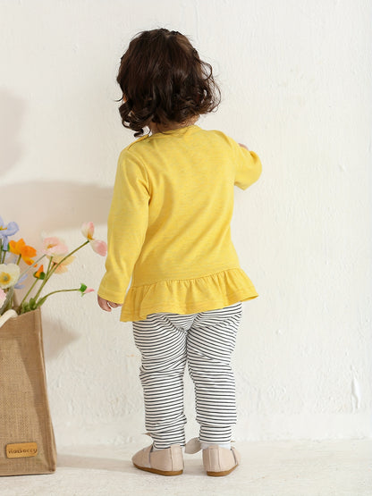 Kukitty Baby Girl Clothes Toddler Infant 2pcs Long Sleeve Cartoon Pattern Tops Pants Outfits Set, for Outdoor