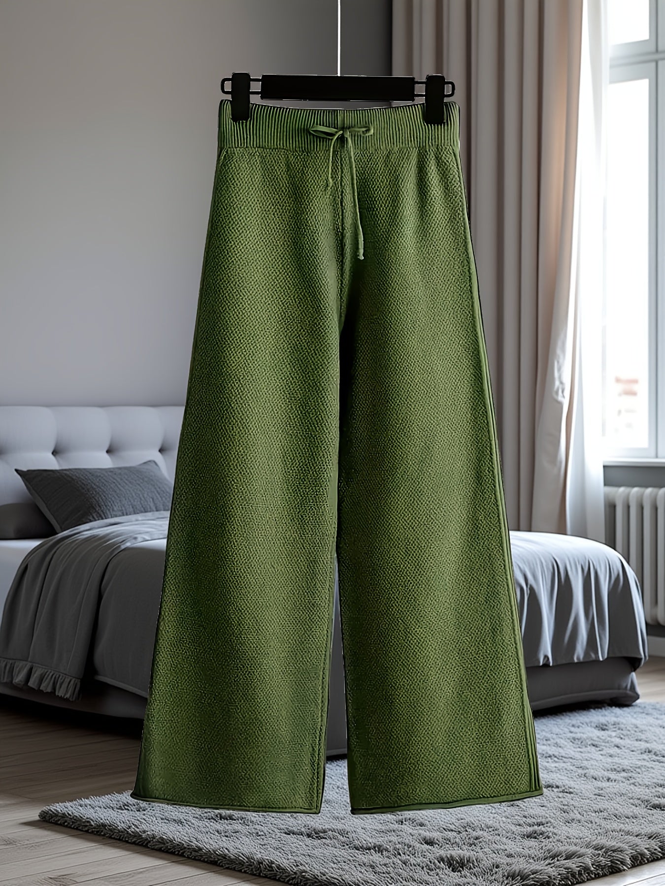 Women's Brick Red Knit High-Waist Long-Sleeve Pants - product view 21