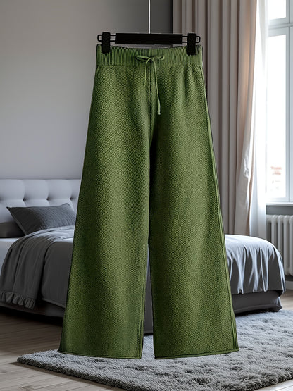 Women's Brick Red Knit High-Waist Long-Sleeve Pants - product view 21