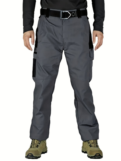 2pcs Set, Men'S Outdoor Cargo Pants, Multi-Functional Pockets, Lightweight, Ripstop, Durable Work Pants, for Camping Hiking Fishing, Suitable for Spring Summer And Autumn Seasons