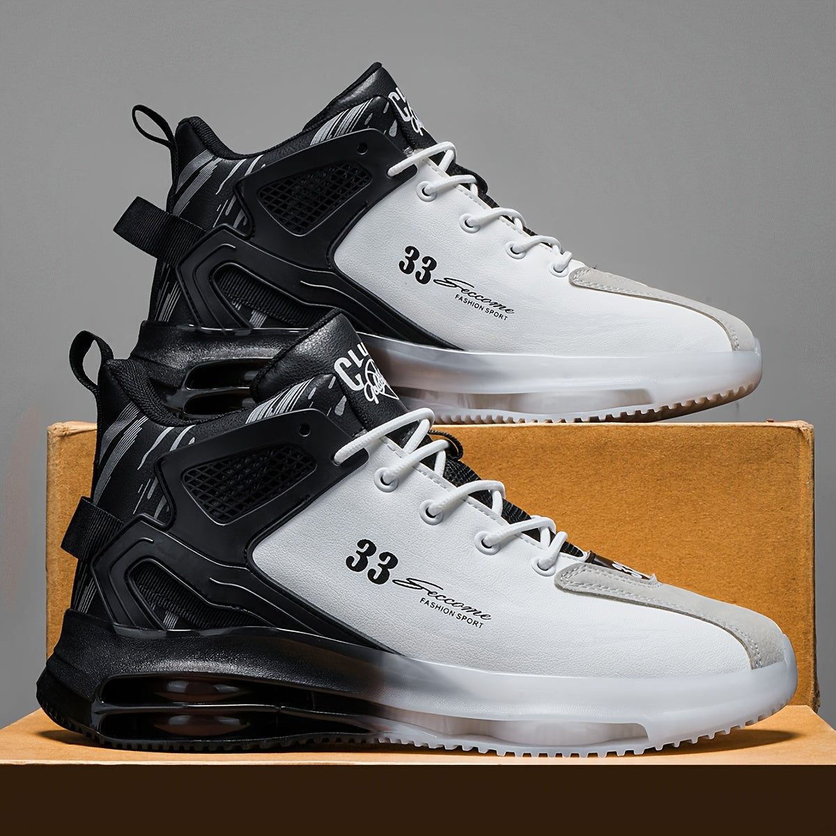1pair Men'S High-Top Sports Running Shoes, Solid Color, All-Season, Casual Lace-Up, Normal Pronation, Rubber Sole, Fabric Insole, Faux Upper
