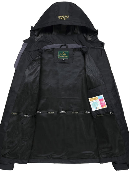 Men'S Rain Jacket Waterproof with Zipped Pockets Windproof Rain Jacket with Hooded