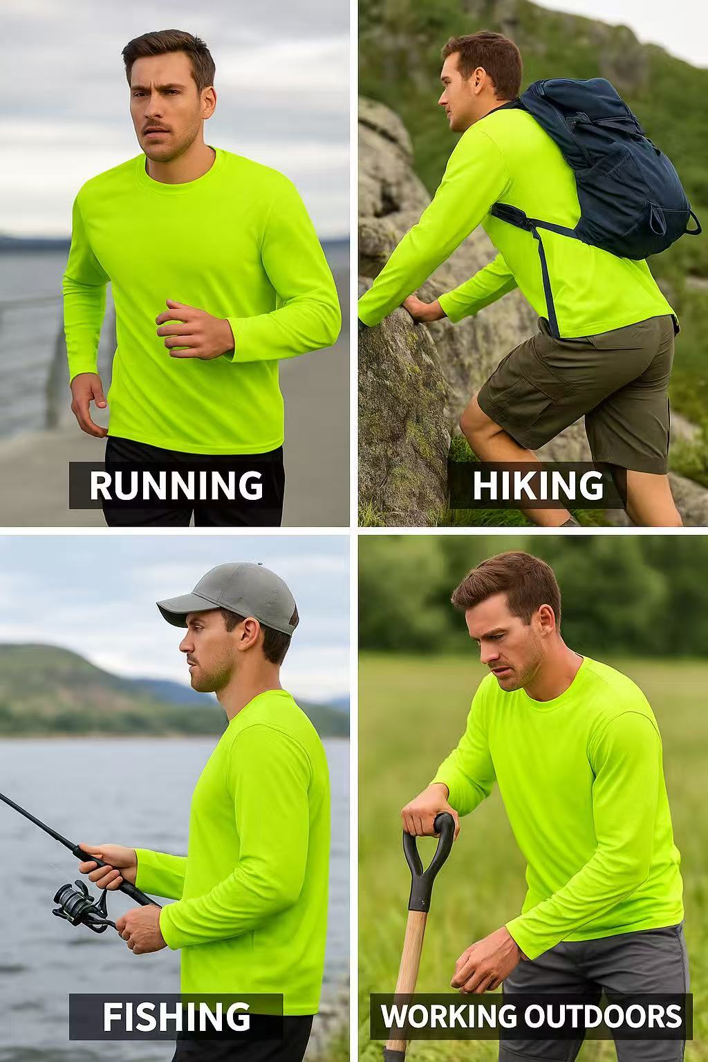 5 Pack Men’s Long Sleeve Hooded Shirts, Quick Dry Sun Protection Tops for Outdoor Work Fishing Hiking