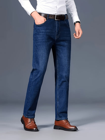 Men'S Regular Cut, Comfortable Stretch Waist Jeans, Classic All-Season Style, Comfortable Stretch Straight Leg Design. Suitable for Casual, Business, And Work Wear, Everyday Casual Attire, And a Must-Have Gift