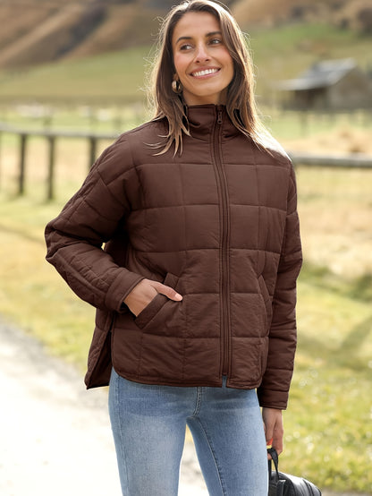 Buoniyk Women's Oversized Splice Quilted Lightweight Puffer Jacket Casual Padded Coat