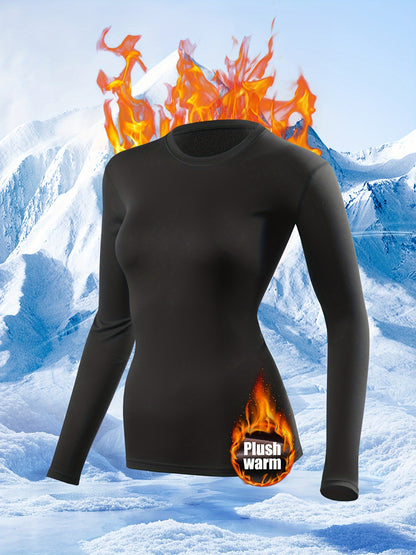 2pcs Women's Thermal Underwear Set, -Lined Leggings Compression Thermal Sleepwear, Loungewear & Activewear Base Layer Set Perfect for Winter Sports, Outdoor Adventures, And Everyday Casual Wear Ideal for Skiing, Yoga, And Cycling