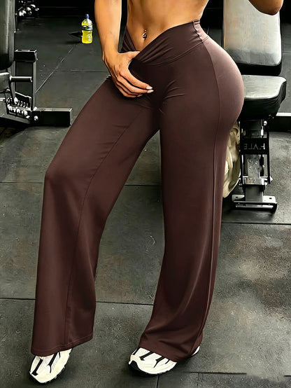 Women'S High-Waist Wide-Leg Pants, Summer Quick-Dry Pants, Casual Sports Long Pants With Elastic Waistband, Loose-Fit Solid Color, Spring/Summer New Arrival Women'S Casual French-Style Comfortable And Fashionable
