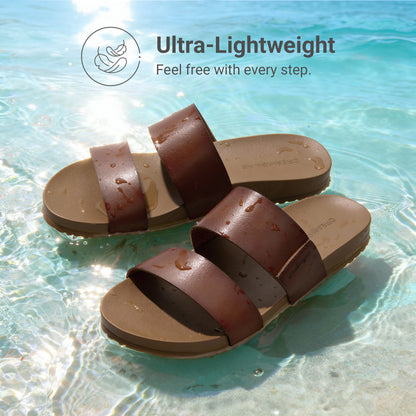 Women's Open Toe Slides Sandals Comfortable Support Footbed Two Strap Slip-on Fashion Casual Beach Vacation Lightweight Flat Sandals Summer for Women