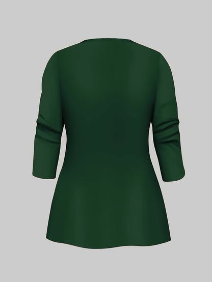 Women'S Retro Irregular Hem Three-Quarter Sleeve Cardigan + Black Camisole and Plaid Bodycon Skirt Three-Piece Set - Spring/Autumn Commuter and Party Outfit