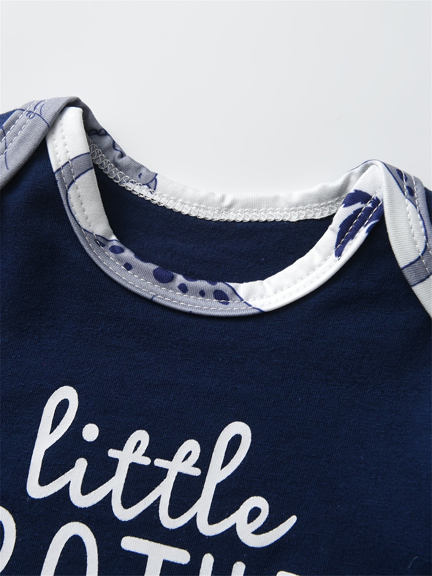 Kukitty Baby Boy Clothing Set with Long Sleeves, Featuring Little Brother Design, Dinosaur Print Pants, And Hat - 3pcs Outfit for Infants, for Outdoor