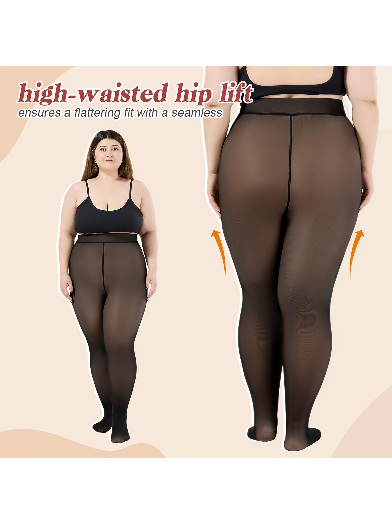 1pc Women's Winter Plus Size Warm Pantyhose - Autumn And Winter Fleece-lined Leggings, Soft Stretch, High-waisted Design, Translucent Slim-fit Tights - For Women - Suitable for Fall & Winter - Perfect Gift for Fashionable Ladies