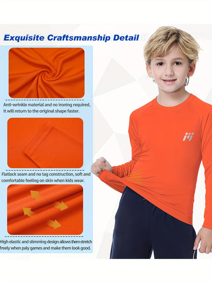 2pcs/Set Boys And Teenagers Round Neck Suit Quick Dry Fishing Running Swimming Polyester Clothes Two-Piece Basic Style Boys Clothes for Summer Outdoor Activities, for Outdoor