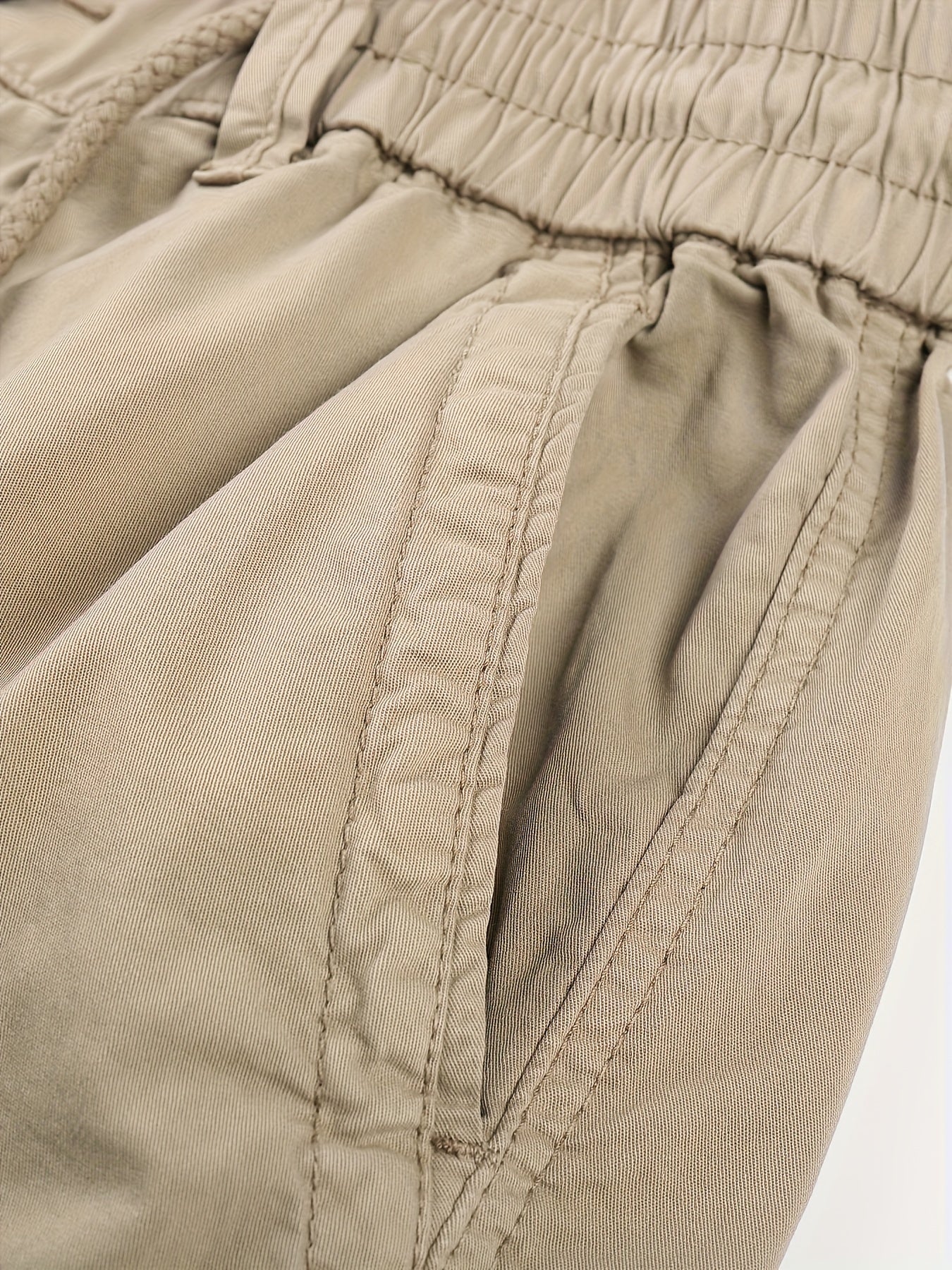 Solid Cargo Men's Casual Long Pants with Multiple Pockets AndButtons, Outdoor Hiking Camping Mountaineering