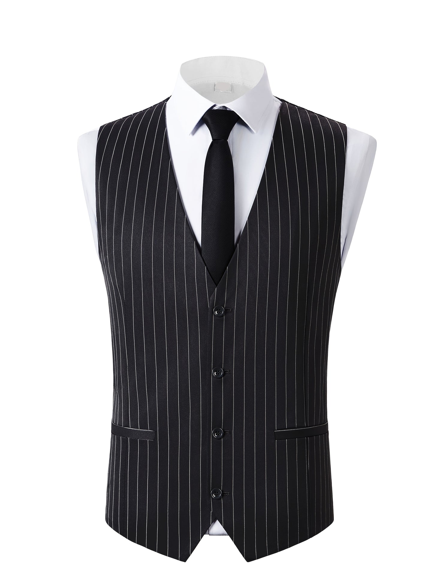 [New Men's 3pcs Suits] 3pcs New Men's Suits - Vertical Striped Suit Jackets, Vests, Pants - Two-button, Suitable for Weddings, Business Banquets, Parties, Daily Wear Valentines Gifts for Men