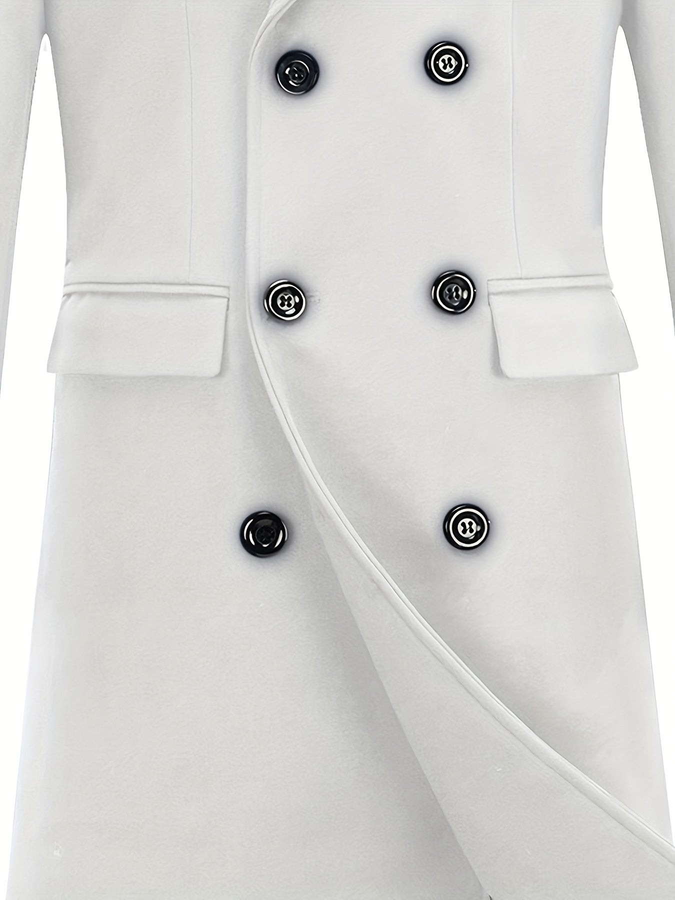 Men's Notch Lapel Long Trench Coat - Casual Insulated Winter Peacoat Classic Double Breasted Overcoat Solid Winter Coat -  Wool Blend - For Men - Suitable for Winter - Perfect Gift for Men