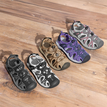 Women's Hiking Sandals Adventurous Summer Sports Shoes Outdoor Closed Toe Athletic Sport Sandals Comfortable Water Shoes Water-Friendly Beach Pool Vacation Fishing Boating Park Shoes