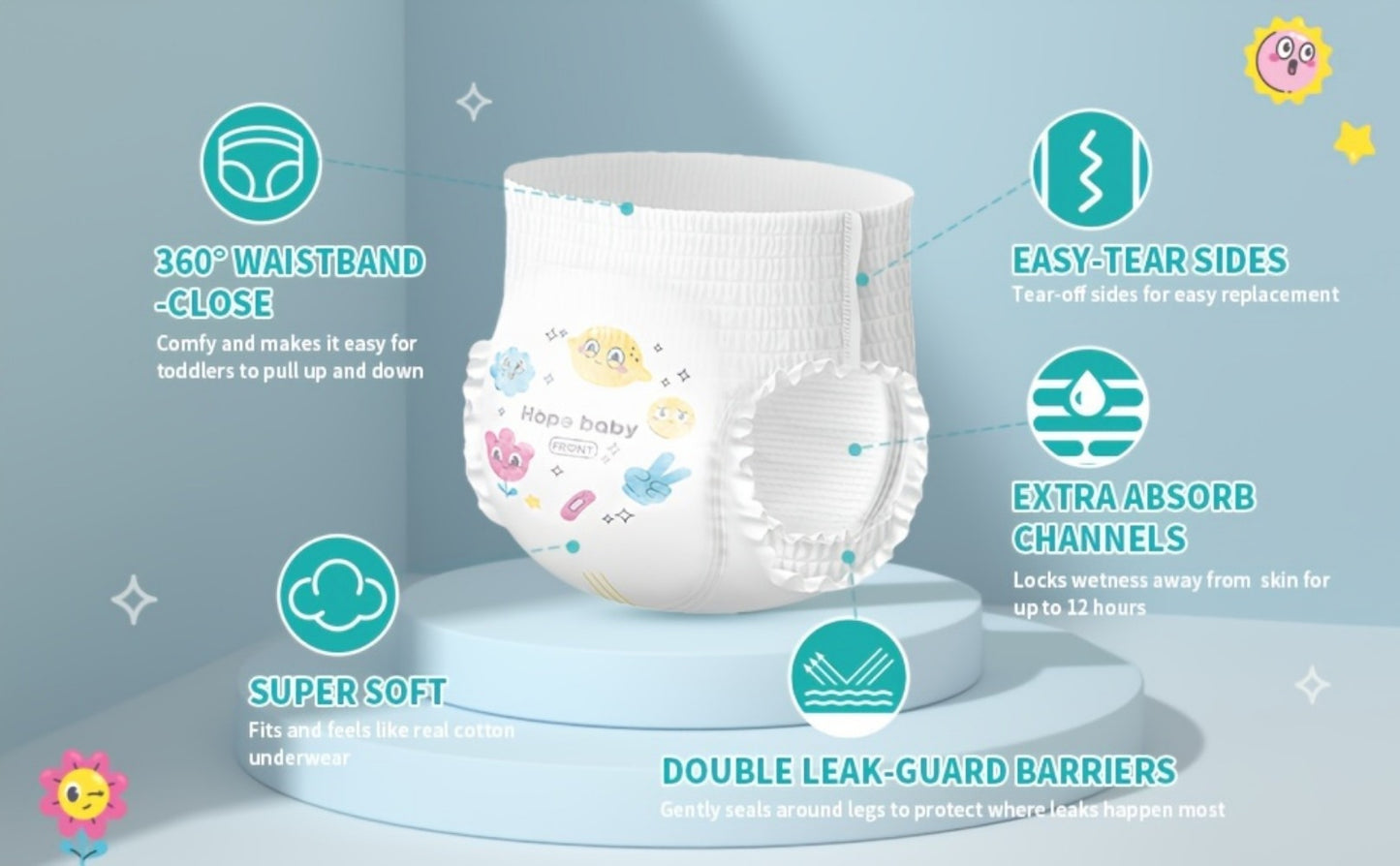 Baby Pull-Up Diapers - 64-68 Count