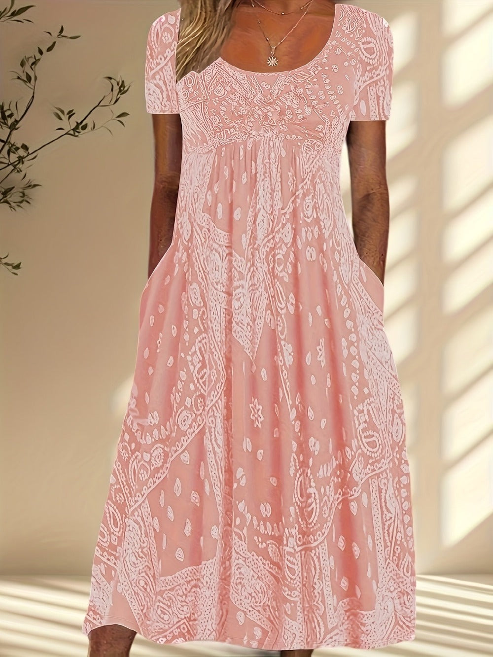 Women's Floral Maxi Vacation Dress - Pocket Resort Style