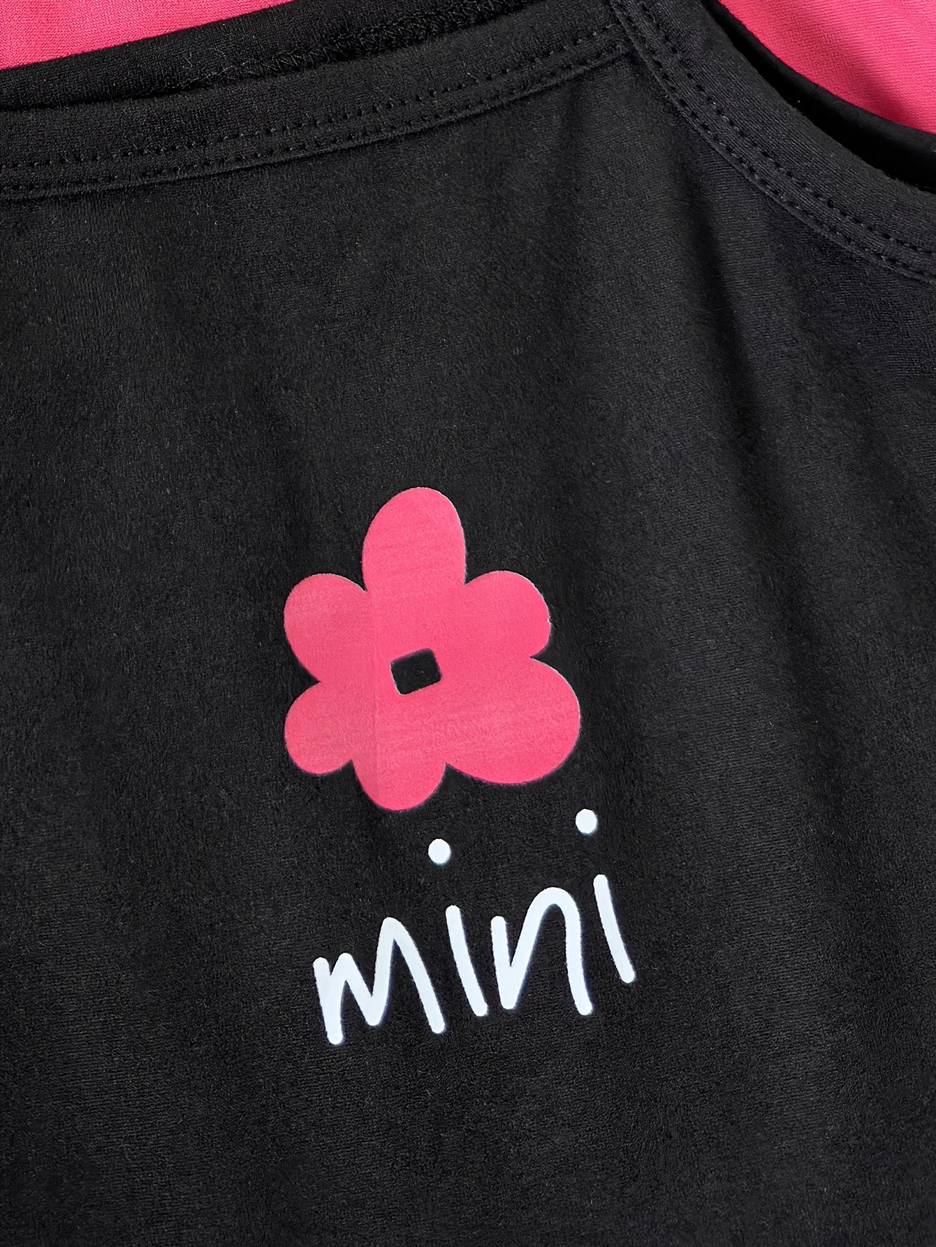 Set of Three Summer Rompers for Baby Girls Featuring Black Daisy Prints with Fuchsia And Black Floral Letter Designs, for Outdoor, Perfect for Outdoor