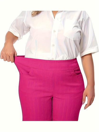 High-Waisted Stretchy Office And Casual Summer Shorts for Women Featuring Front Pockets