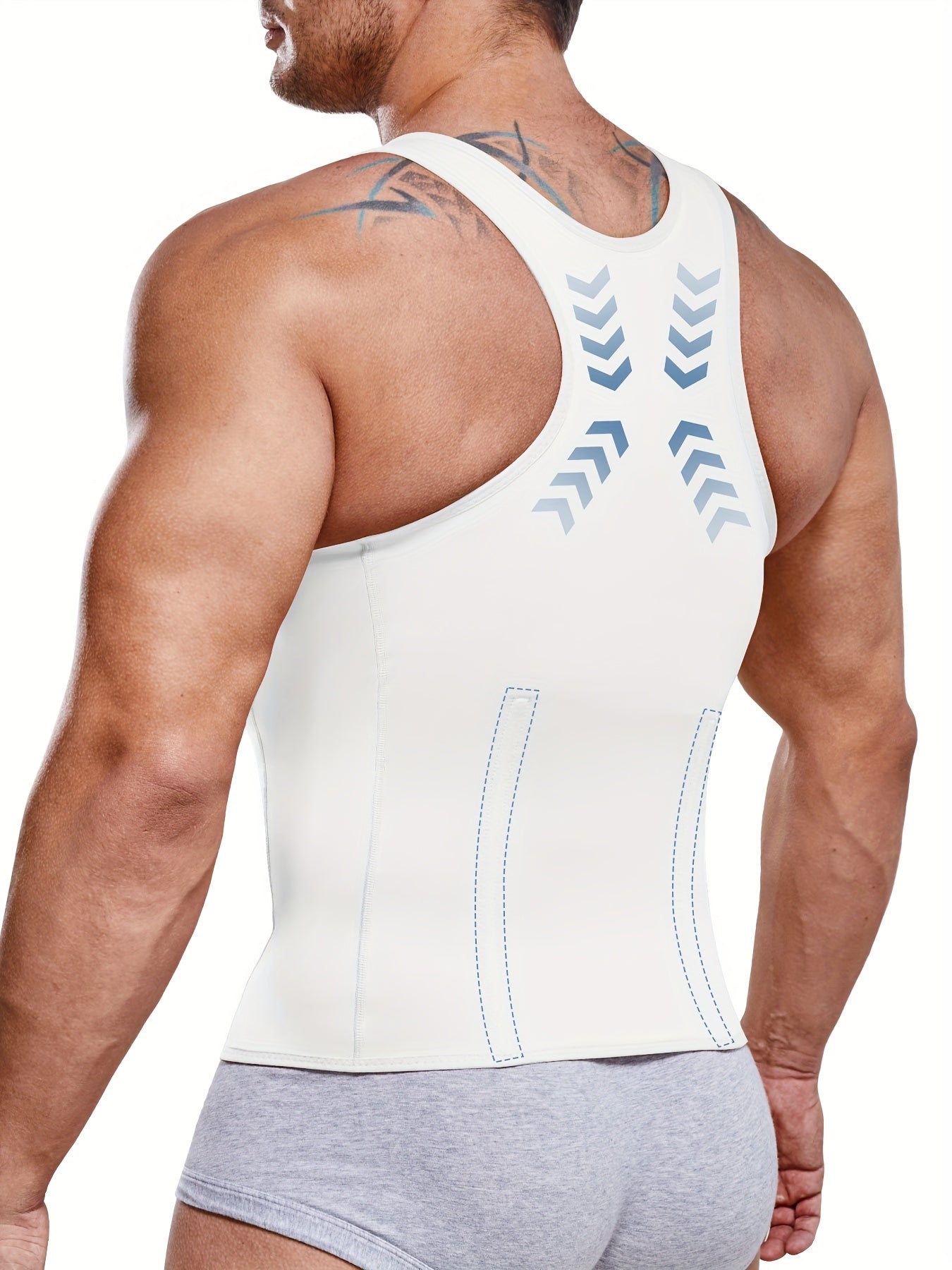 (Order One Size Up) Men'S Waist Trainer Body Shaper Vest - Streamlined Compression Support, Tummy & Chest Sculpting, 2 In 1 Zipper Tank Top