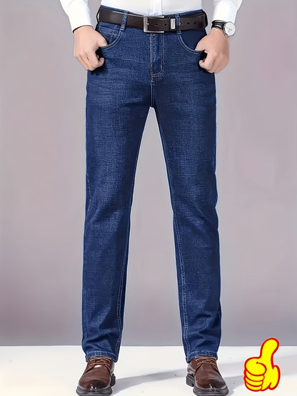 Men'S Regular Cut, Comfortable Stretch Waist Jeans, Classic All-Season Style, Comfortable Stretch Straight Leg Design. Suitable for Casual, Business, And Work Wear, Everyday Casual Attire, And a Must-Have Gift
