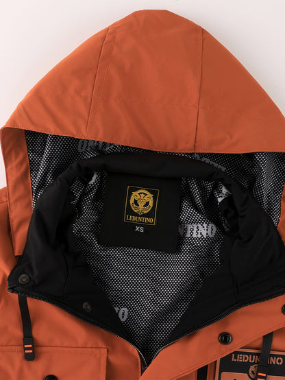 Men's Fashion New Jacket Men's Spring Autumn Thin Casual Multi-Pocket Outdoor Windbreaker Stitching Color Jacket Jacket Men's Removable Hat Windproof Outdoor Jacket Male