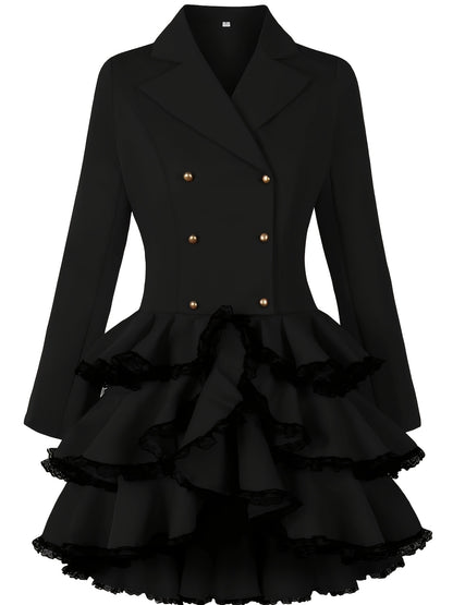 Women's Black Lace Ruffle Dress - product view 9