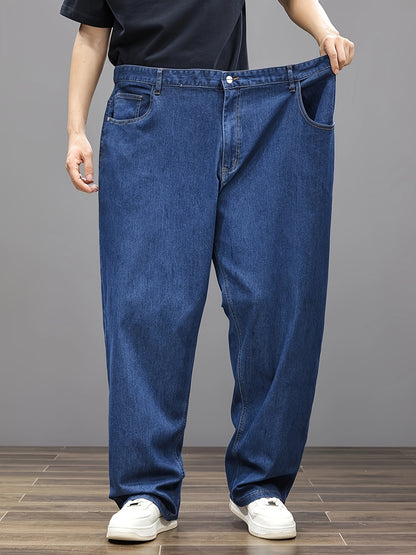 Plus Size Men's Soft & Comfy Jeans - Casual Loose Fit Denim Pants with Pockets, Stretch Rayon Blend for Fall/Winter, PLUS SIZE