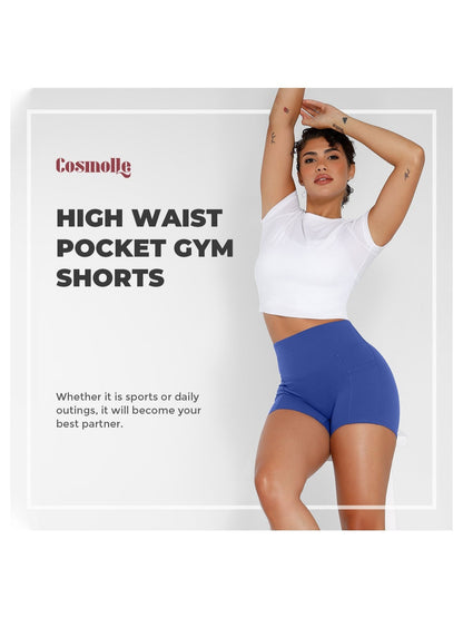 1Pc Women'S High-Waist Stretchy Athletic Shorts, Breathable Compression Bike Yoga Workout Shorts