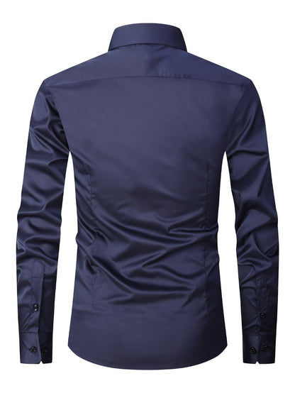 Men's Solid Color Dress Shirt - Classic Neck Short Sleeve 528165