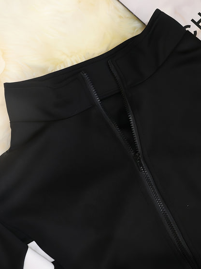 [Women's Striped Full Zip Tracksuit] - Regular Size Long Sleeve Jacket & Wide Pants, Front Zip Design, Slim Fit, Suitable for,, Casual All-Season Wear - Non-Stretch Fabric, Easy to Stack - Spring & Summer Swear
