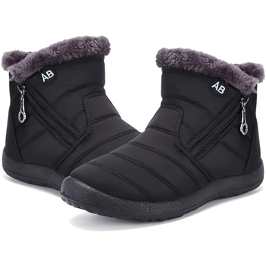 Women'S Snow Boots Winter faux fur Lined Ankle Boots Ladies Side Zipper Warm Lightweight Booties Outdoor Anti-Slip Walking Boots, Women Shoes