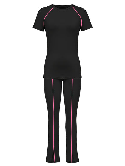Women'S Casual Long Pants And Short Sleeve Outfit