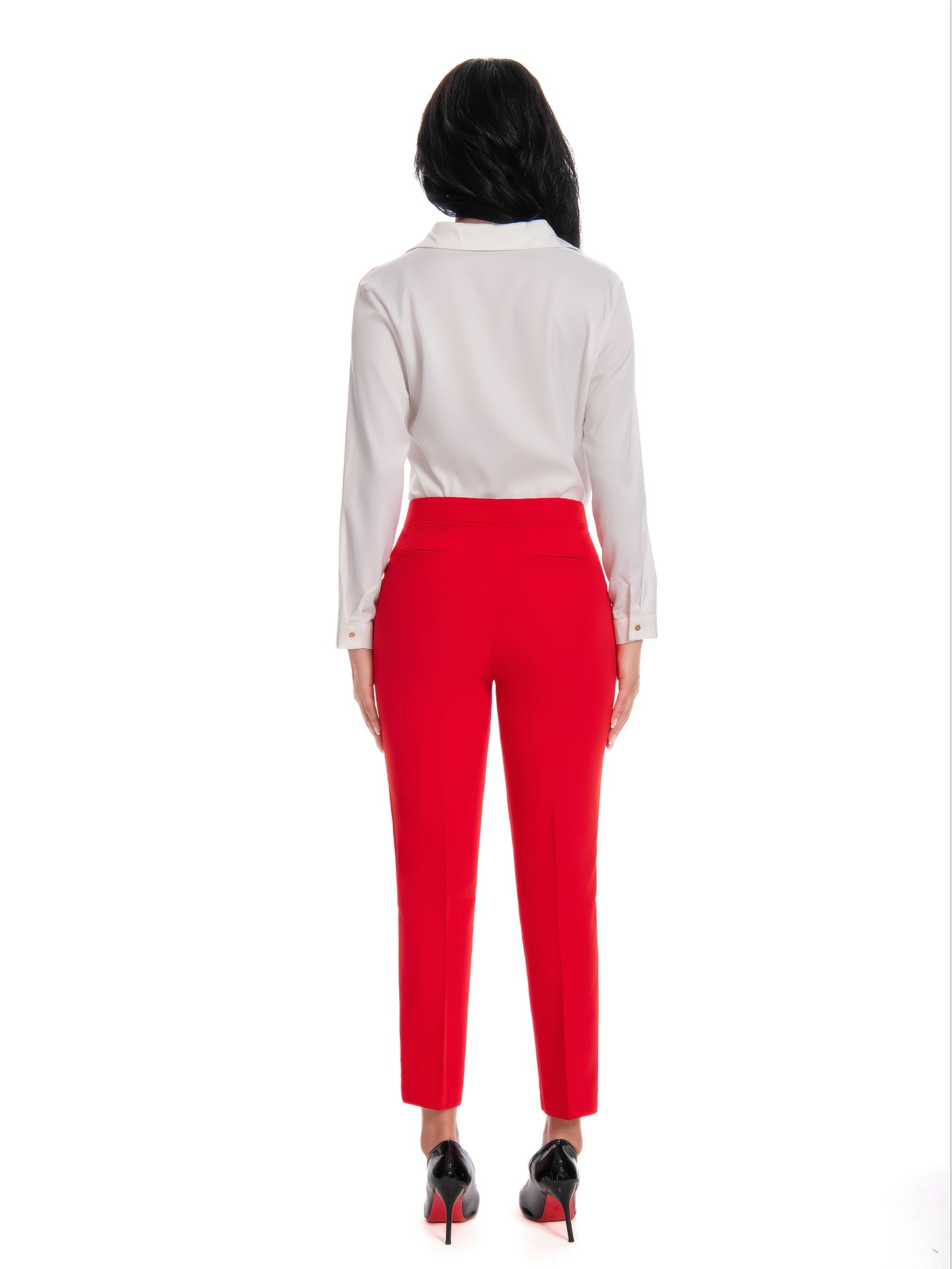 Women'S High Waisted Slim Fit Ankle Dress Pants Stretch Trousers with Pockets, Elegant Office Workwear Bottoms