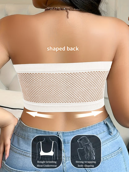 A Strapless Bra for Plus-Size Women Featuring Front Buttons, No Wires, And Designed to Lift And Prevent Sagging, Crafted from a Comfortable And Breathable Blend of Nylon And Elastane