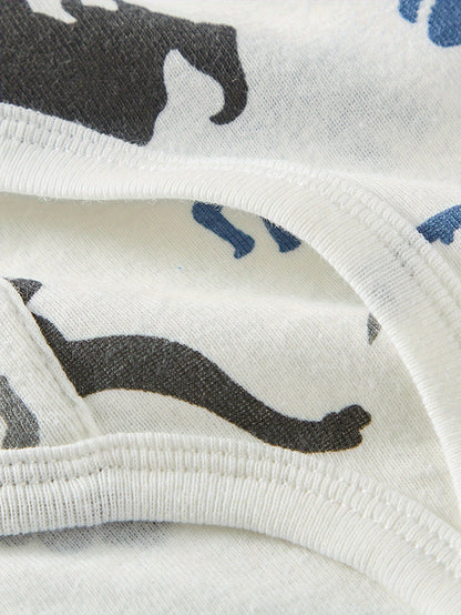 6-pack Boys' Triangle Underwear With Various Dinosaur Elements, Breathable And Comfortable Front Opening Design