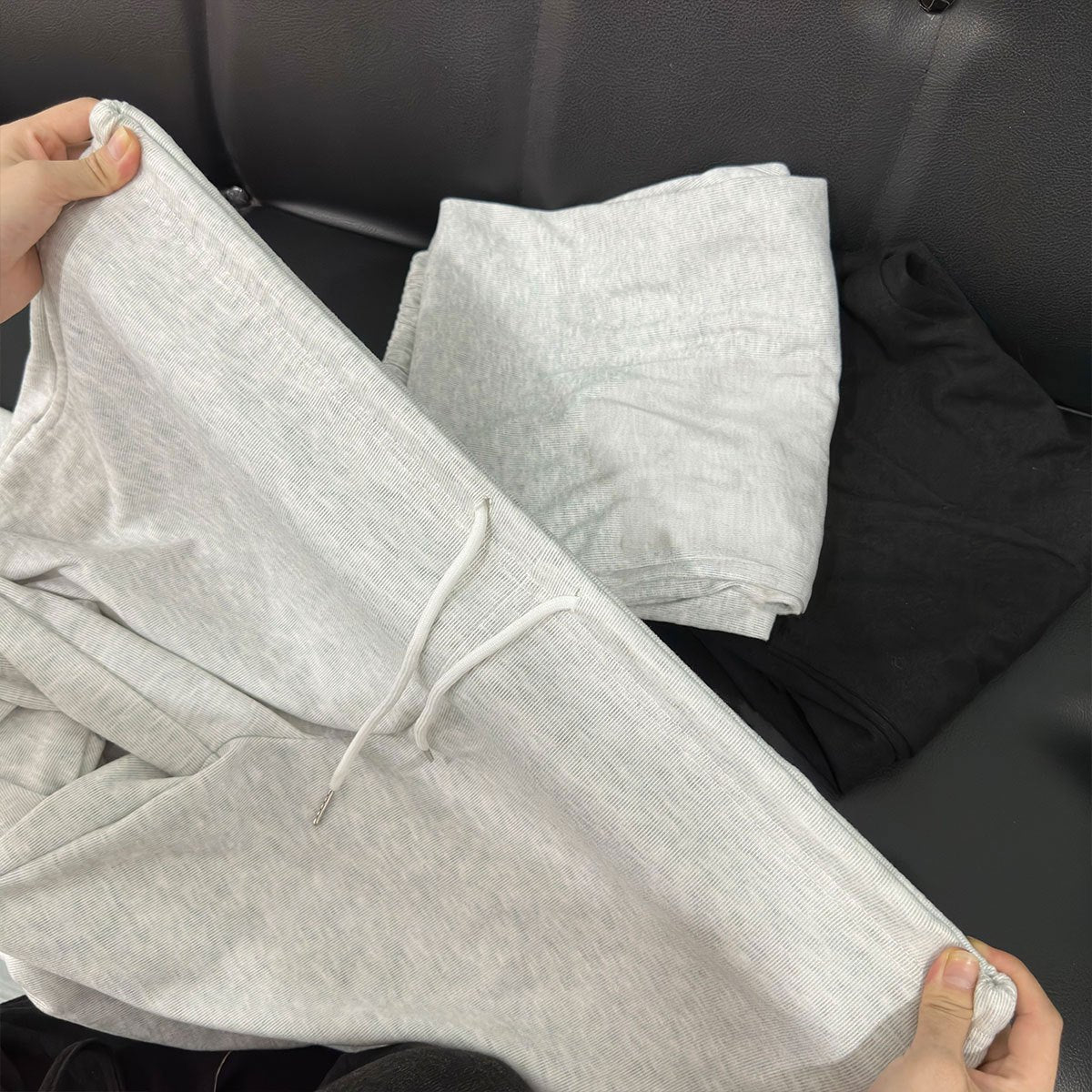 2pcs Women's Casual Wide-leg Pants with Elastic Waistband and Pockets - Elastic, Loose-fitting, Solid Color (black and Gray), Suitable for All Seasons, Comfortable Clothing | Loose Pants | Medium Elastic, Women's Jogging Pants/ Sweatpants/ Training