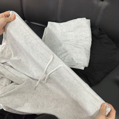 2pcs Women's Casual Wide-leg Pants with Elastic Waistband and Pockets - Elastic, Loose-fitting, Solid Color (black and Gray), Suitable for All Seasons, Comfortable Clothing | Loose Pants | Medium Elastic, Women's Jogging Pants/ Sweatpants/ Training