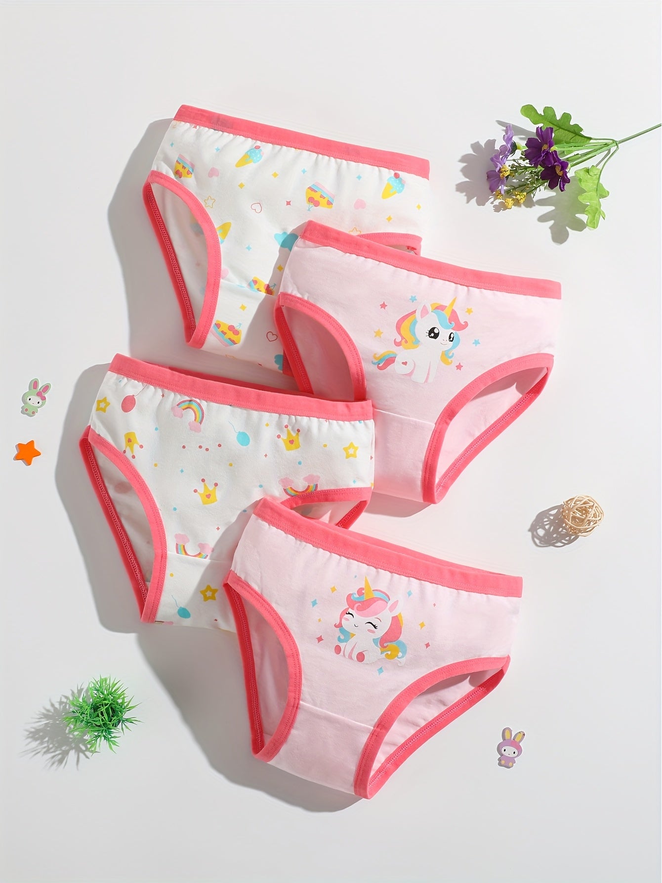 Set of 8 Girls' Underwear, Soft And Breathable, Featuring Adorable Cartoon Designs