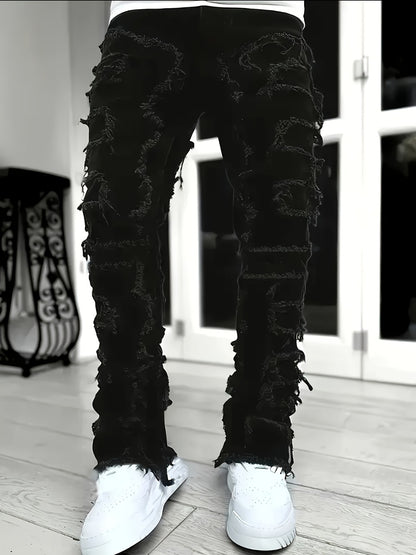 Men's Slim Fit Jeans - Classic Wash Distressed Streetwear 755237