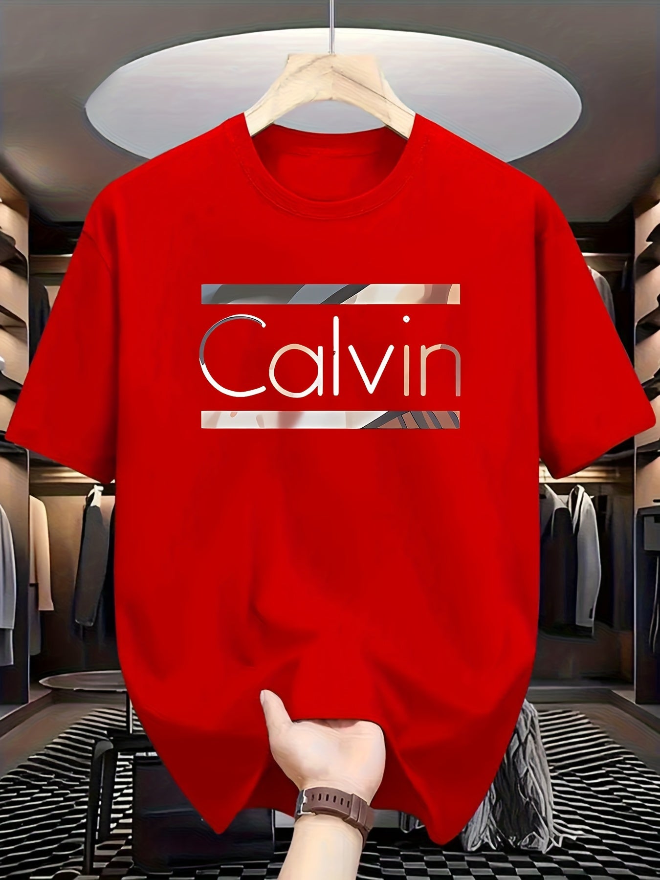 Men'S Casual T-Shirt Featuring a Creative Letter Design, Made from 100% Knit Fabric, Perfect for Spring And Summer with Its Short Sleeves, Stylish And Adaptable