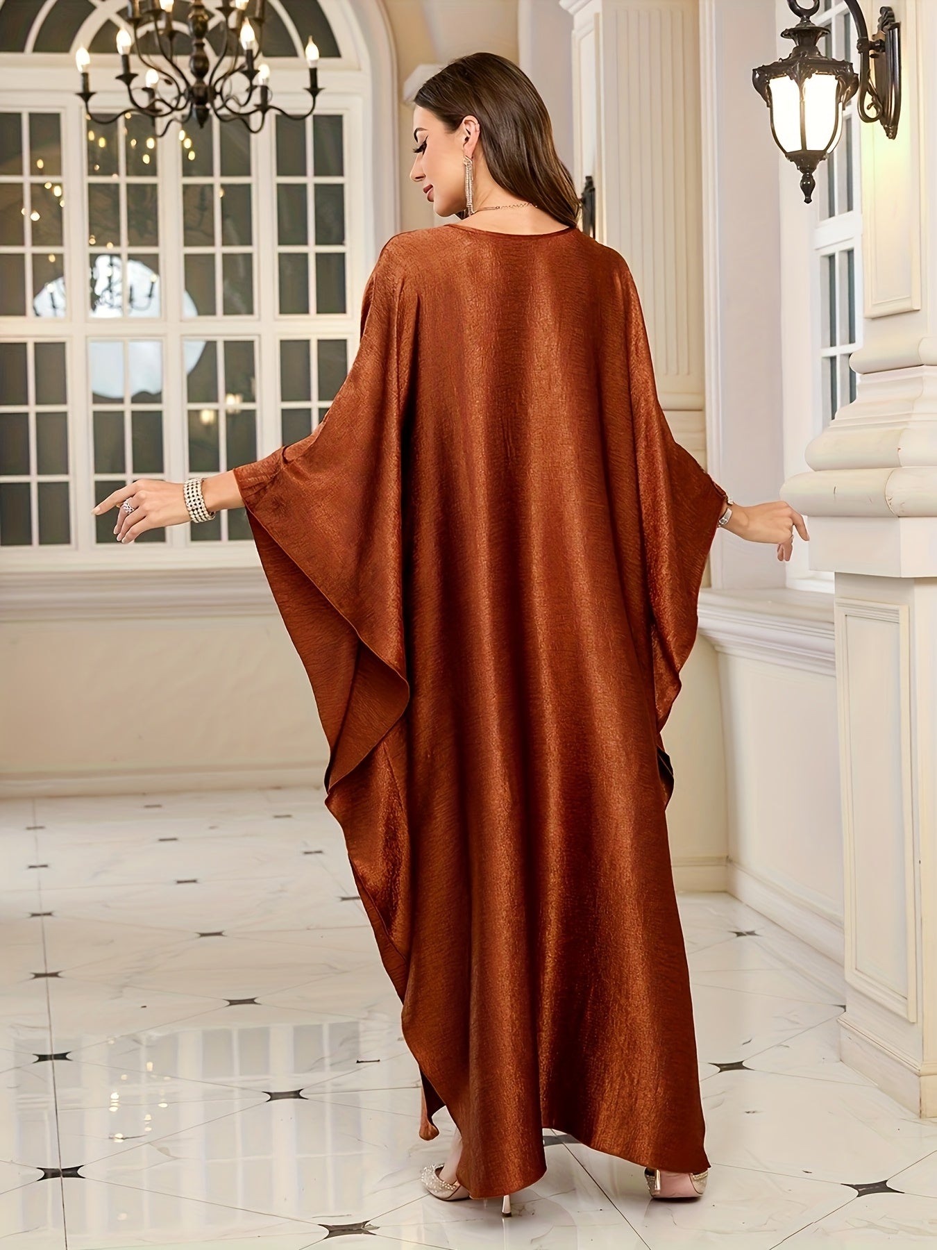 Women'S Caftans Kaftan Dresses Beach Cover Up Oversized Loose Beach Blouse Woven Gorgeous Golden Holiday Robe